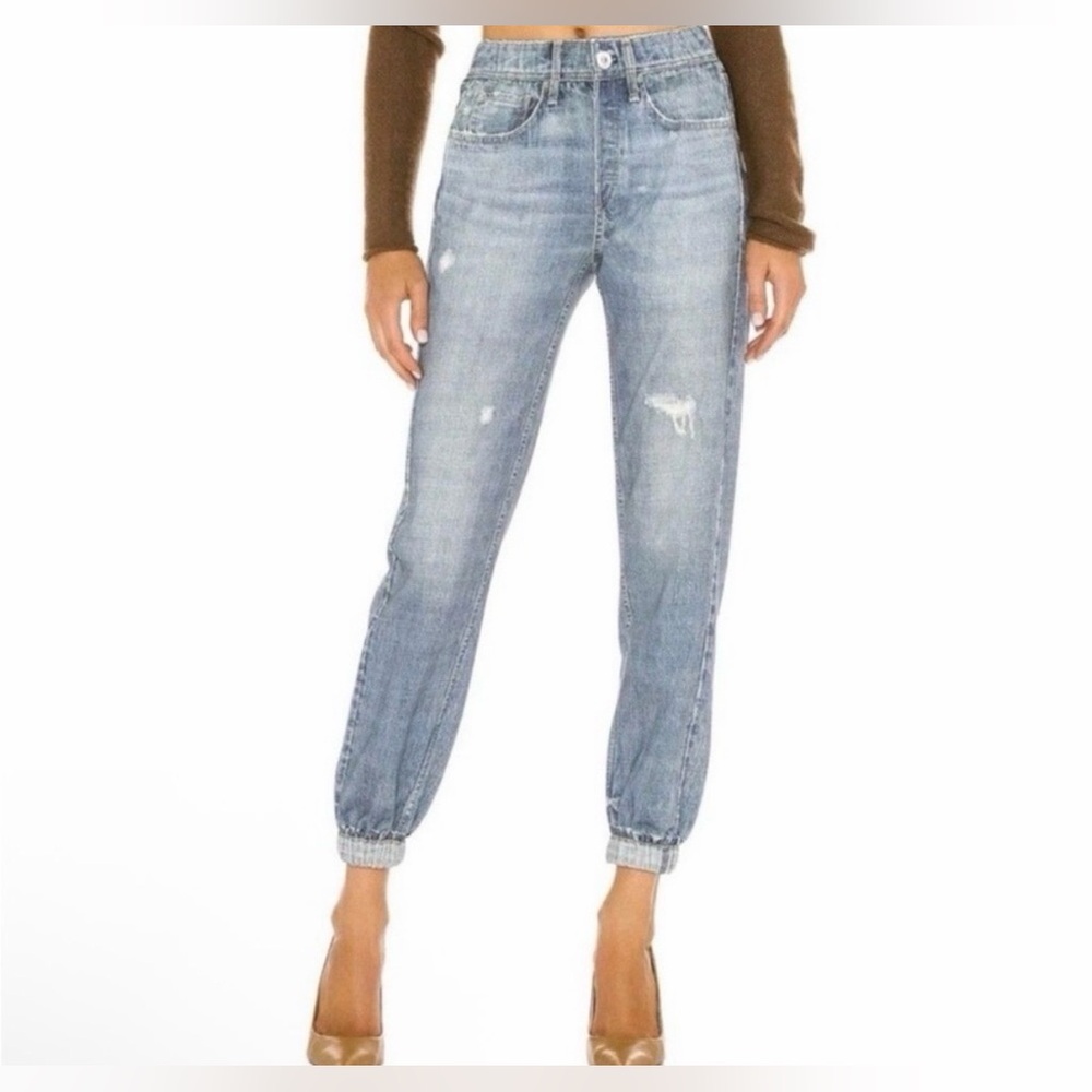 rag & bone Light Blue Miramar Distressed Sweatpants Jeans, XS